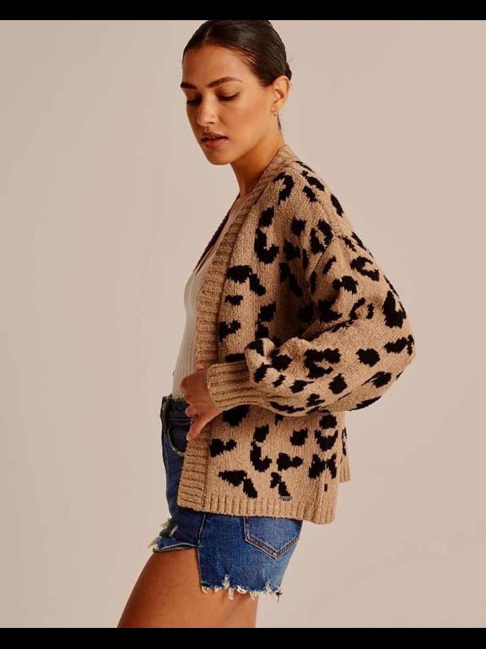 NWT Abercrombie & Fitch Leopard Print Open-Front Cardigan Sweater | XS